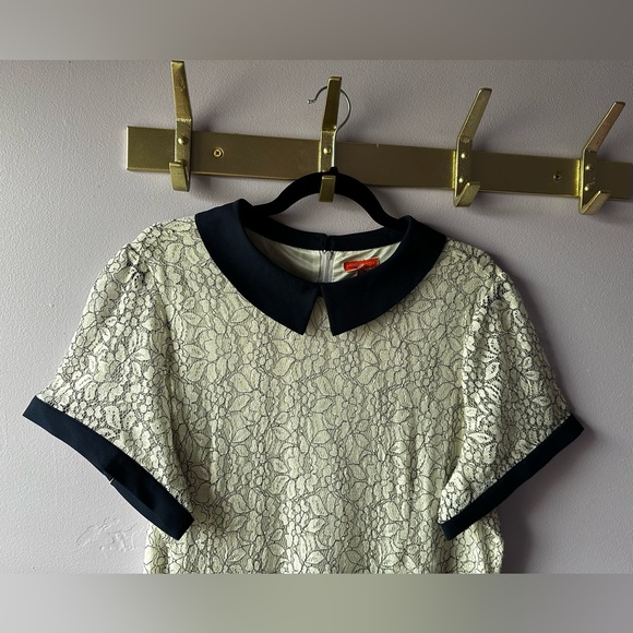 ModCloth NWT Navy Lace Contrast Dress 2X Peter Pan Collar Fit & Flare - Picture 2 of 13